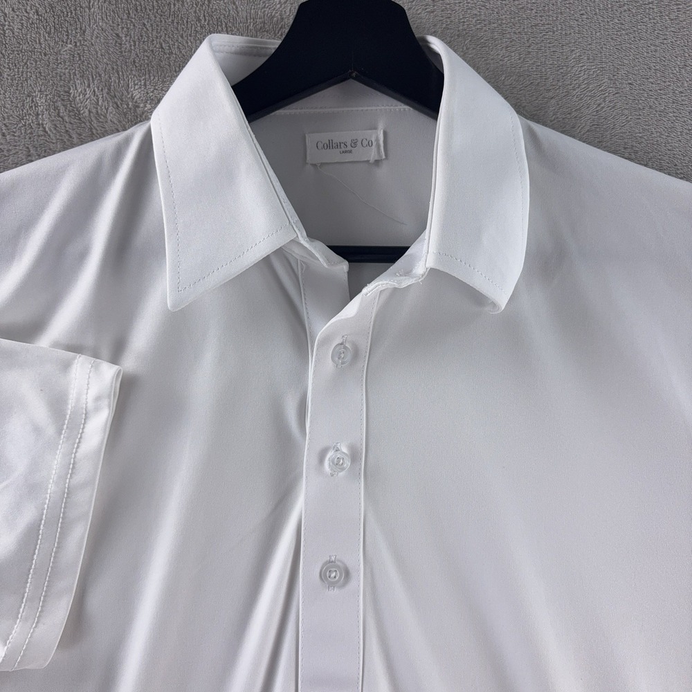 Collars‎ & Co. Polo Shirt Mens Size Large White The Original Dress Collar Polo